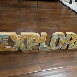 3D Wood Explore Sign