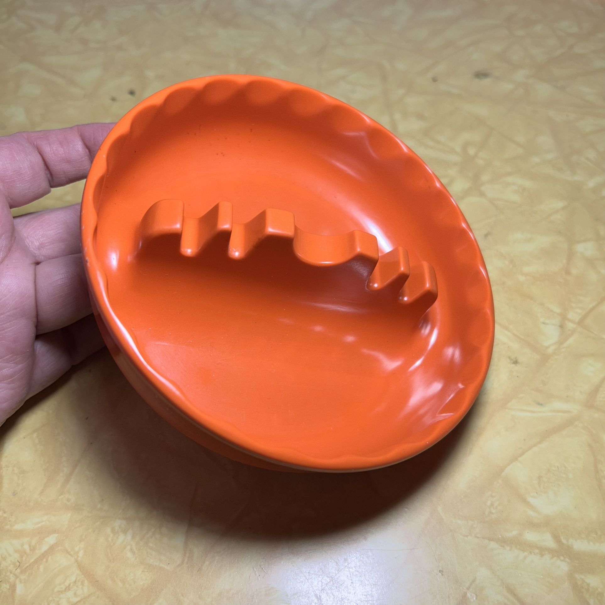Vintage GES-LINE, MELAMINE Orange ASHTRAY #331, 5”