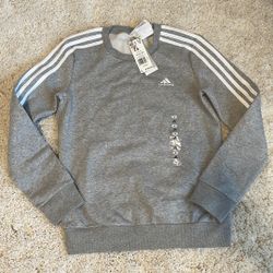 New Adidas’s Women’s sweatshirt Small Gray White W 3s Fl Swt