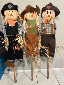 fabric scarecrow yard stakes