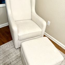Cream Wingback Glider and Ottoman Set