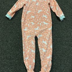 New Carters Girl Size 5T Super Soft Fleece Horses One Piece Sleeper Pajamas 