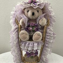 Vintage Teddy Bear & Wicker Chair