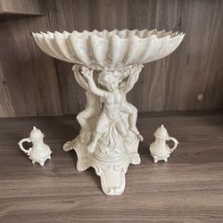 Vintage cherub statue with salt and pepper shakers