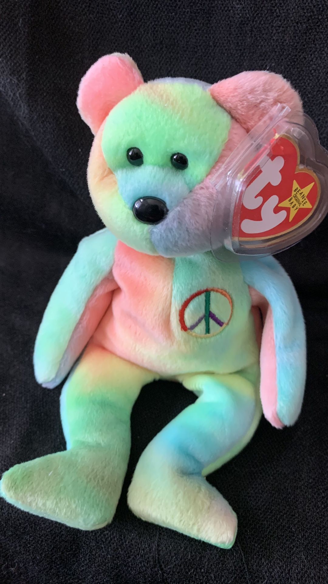TY Beanie Babies PEACE Bear, With Tag/tash, Retired Collection