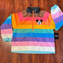 Disney Mickey Mouse 3/4 Zip Pullover Jacket Pride Collection Unisex LG NWT Read!
