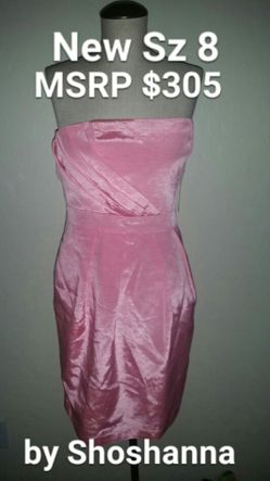 New Sz 8 Women's Shoshanna designer dress pink pleated w/ pockets wedding cocktail party