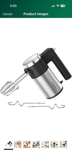 Powerful 600W Hand Mixer, 5-Speed Electric Hand Held Mixer for Baking, Lightweight Stainless Steel Hand Beaters *2 & Dough Hooks*2 with Eject Button, 