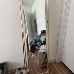 Gold Entry Table, Bar Cart, And Mirror