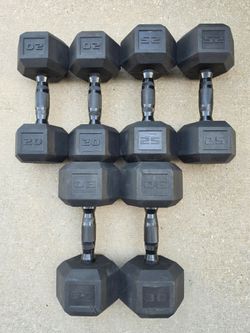 Rubber Hex Black Handle Dumbbell Set 20-30lbs