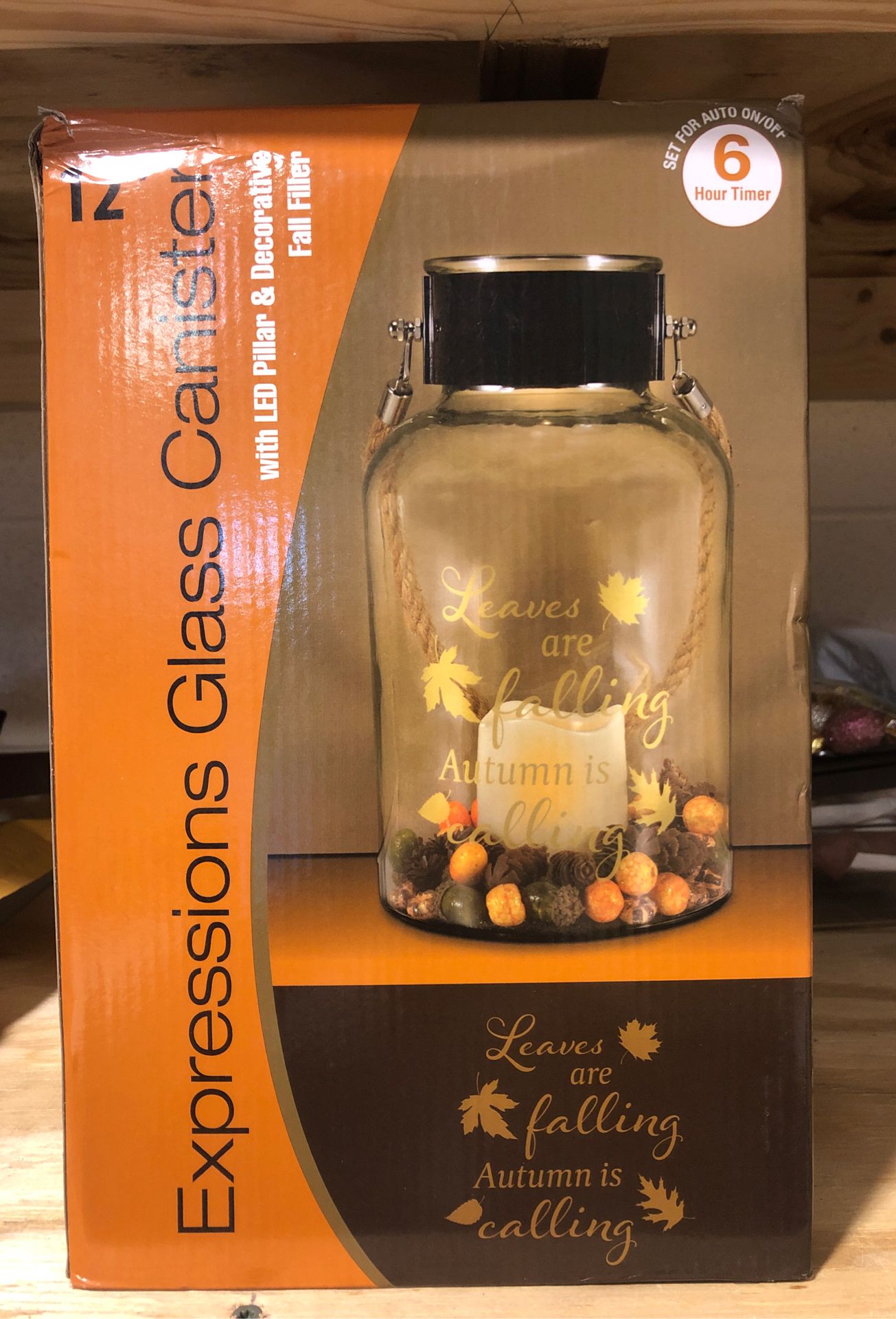 Expressions Autumn Glass Canister 12” (NEW)