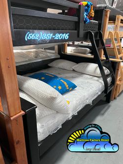 Twin over full black bunk bed with mattress cama Colchon