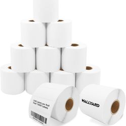 Wallyard White 3" Wide x 1" Long Direct Paper Labels 12 Roll Of 1300 Labels