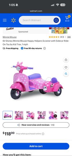Minnie Mouse electric scooter and side car
