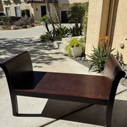 wooden bench, wide, heavy