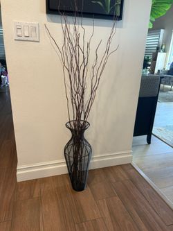 Black Metal Tall Decorative Vase- 23”