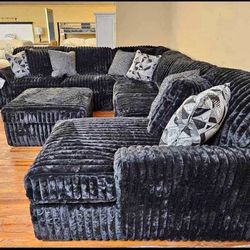Corduroy Matching Ottoman , Sectional , Same Day Delivery 