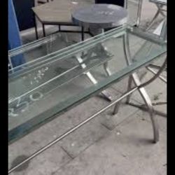 Glass 2 Pieces Coffee Table One Long Table 