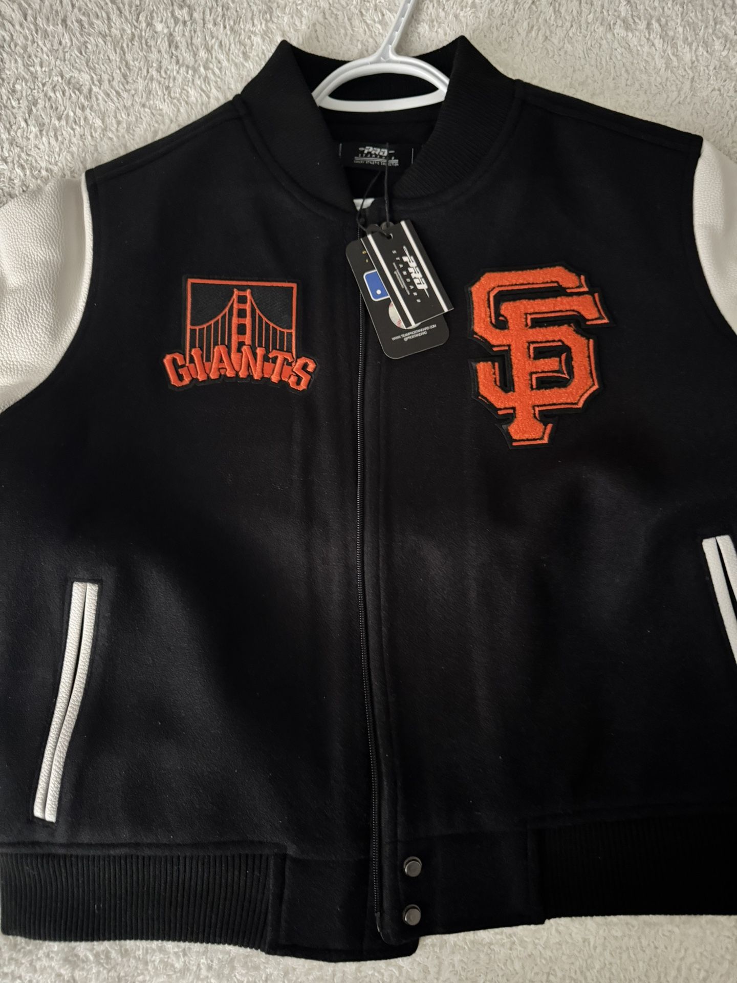 PRO STANDARD SAN FRANCISCO GIANTS WOMENS BLACK WOOL VARSITY HEAVY WEIGHT JACKET