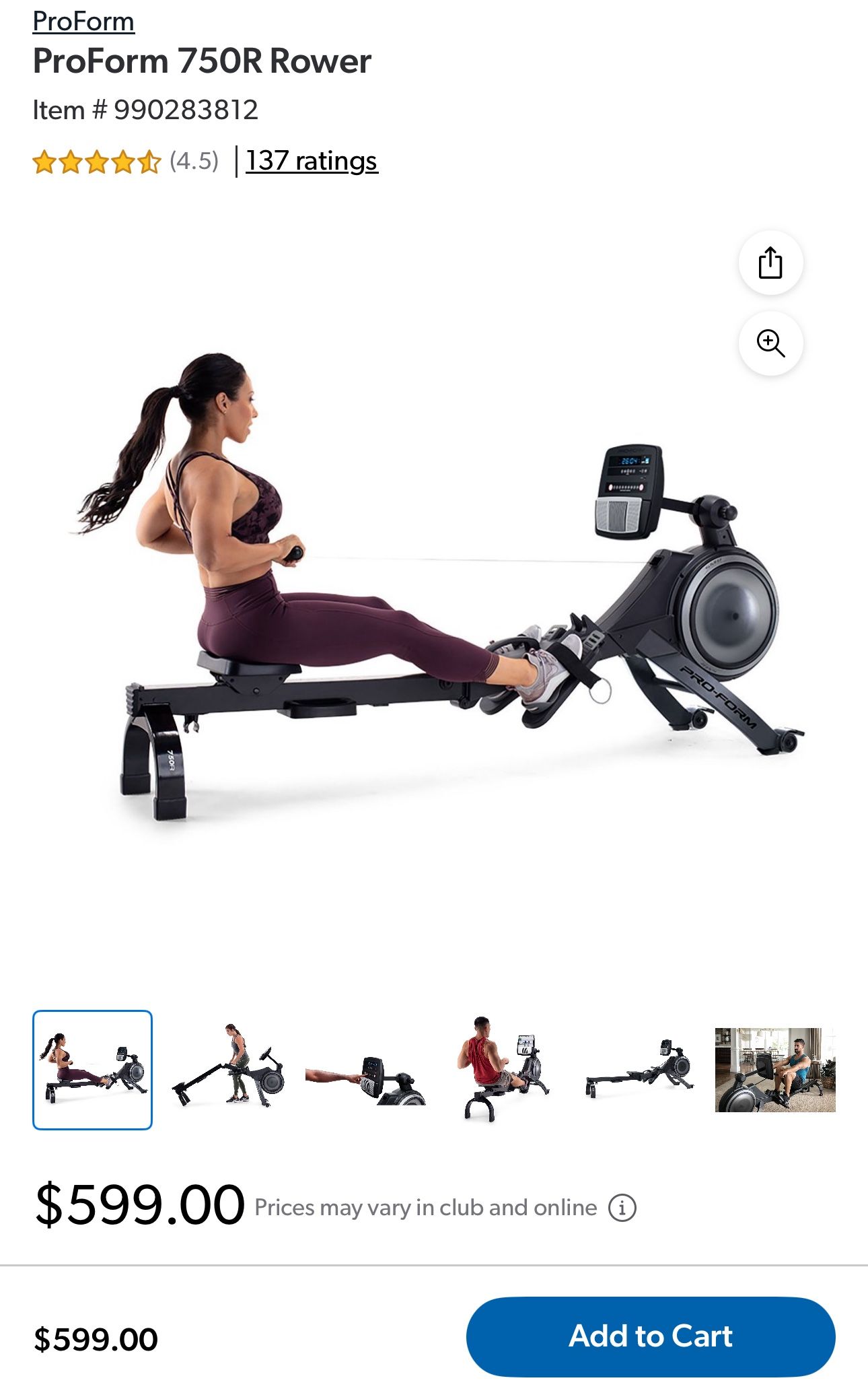 Proform 750R Rower Rowing Machine