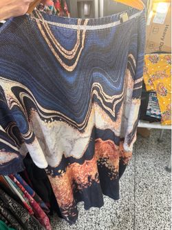 One size cotton sweater .navy blue print