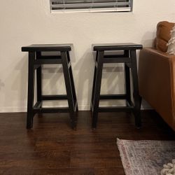 2 Black Wooden Stools