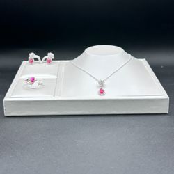 Juego De Circonia Rosa De Plata Ley .925