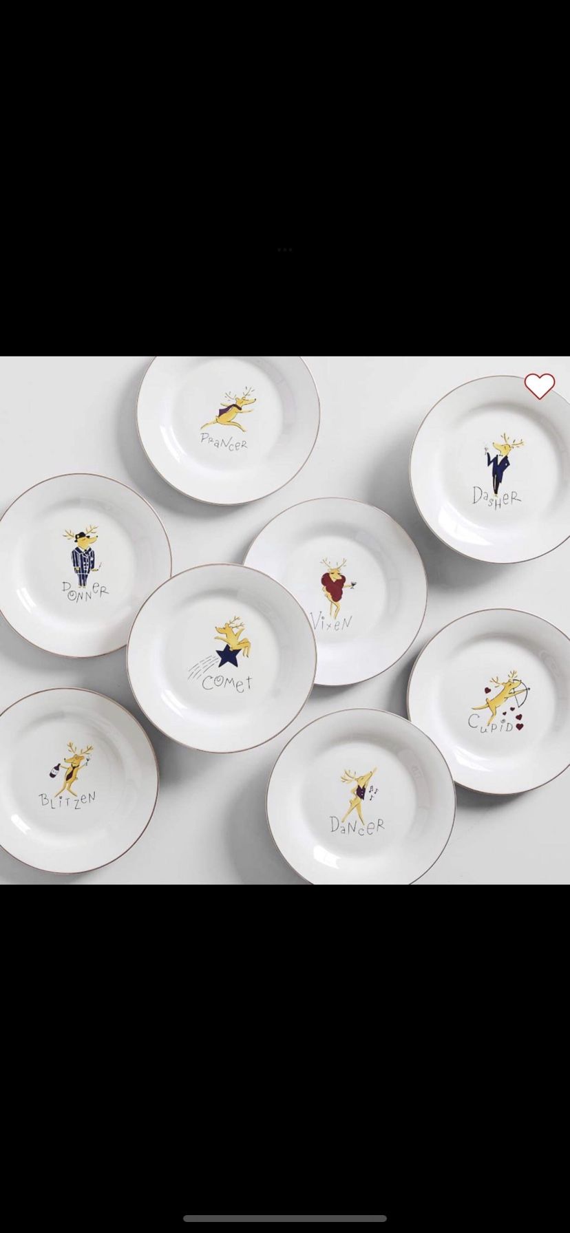 Pottery Barn Christmas Reindeer Plates And mugs