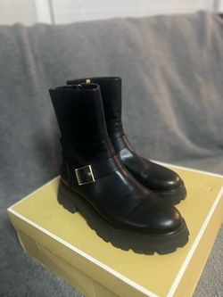 Michael Kors Black Leather Moto Ankle Boots