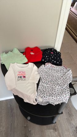 Five newborn girl onesies