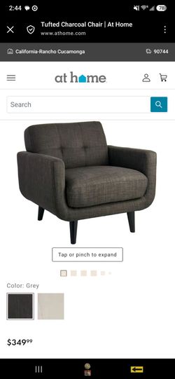 Hadley Tufted Back Accent Chair, Charcoal Grey