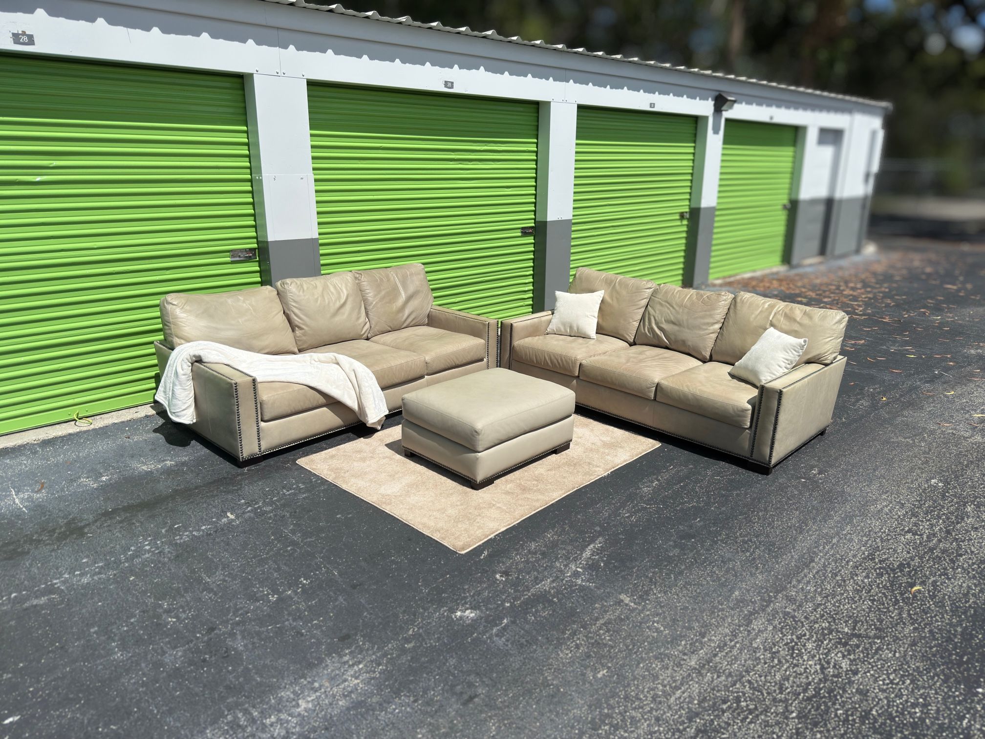 Top Grain Leather Pottery Barn Sofa Set 🛋️