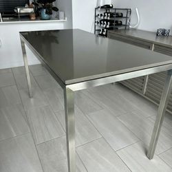 Room & Board Portica Quartz Counter Height Table – 60x30 – Stainless Steel