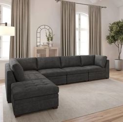 THOMASVILLE TISDALE FABRIC SECTIONAL WITH STORAGE OTTOMAN