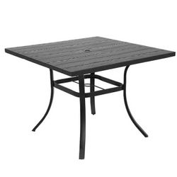 Square Aluminum Frame Outdoor Dining Table Woodgrain Tabletop Patio Side Table with Umbrella Hole $80 Warehouse Address: 2745 Boone st  Columbia sc 29