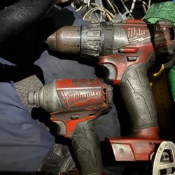 Milwaukee Drill Driver And Hex Impact Driver 