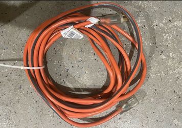 25 ft. 12/3 Heavy Duty Indoor/Outdoor Extension Cord with Lighted End, Orange/Grey