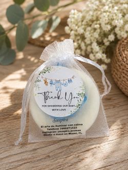 Velas y jabones para eventos, baby shower, revelación de sexo