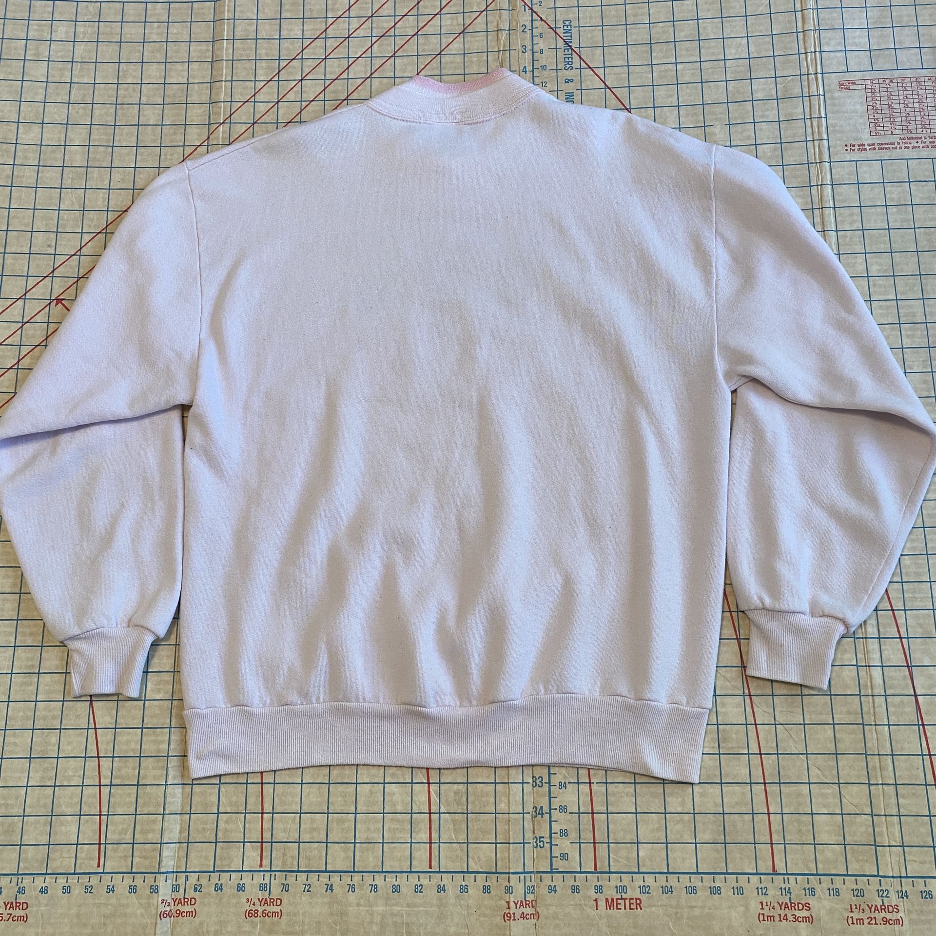 VTG Top Stitch Morning Sun Pink Sweatshirt Heart Shrubs Grandma Sweater USA L