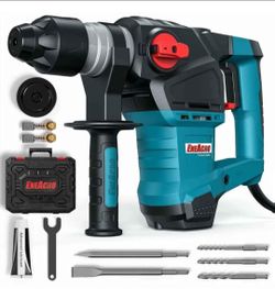 ENEACRO 1-1/4 Inch SDS-Plus 12.5 Amp Heavy Duty Rotary Hammer Drill, Safety Clutch 3 Functions with Vibration Control Including Grease, Chisels and Dr