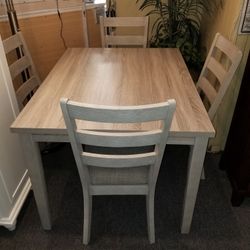 Brand New Brown Dining Table (48"×30"×30"H) + 4 Linen Chairs