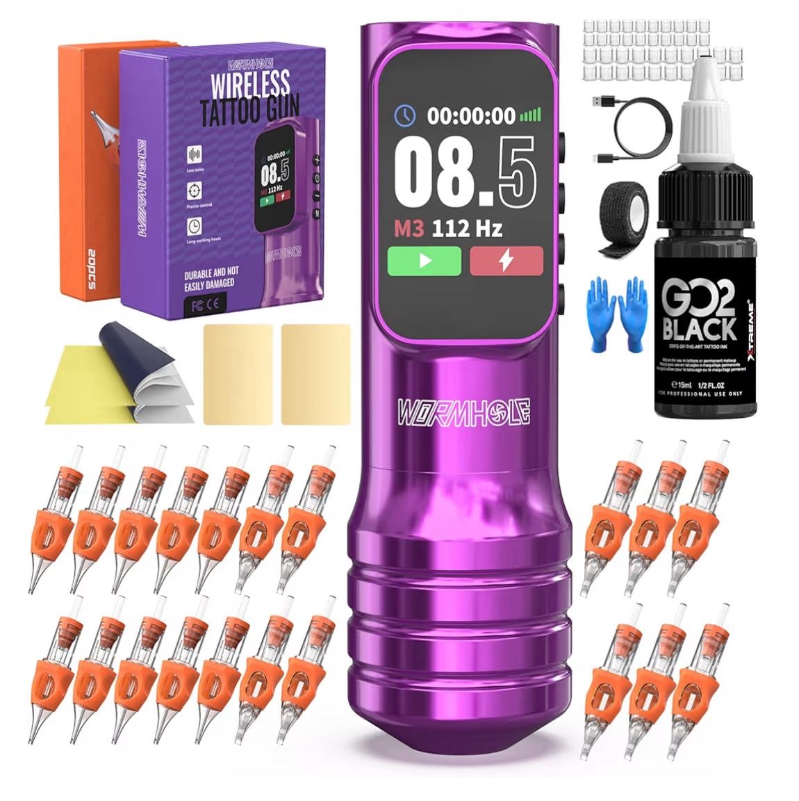 New in Box Wireless Tattoo Kit with Dot Working Mode for Professional Artist