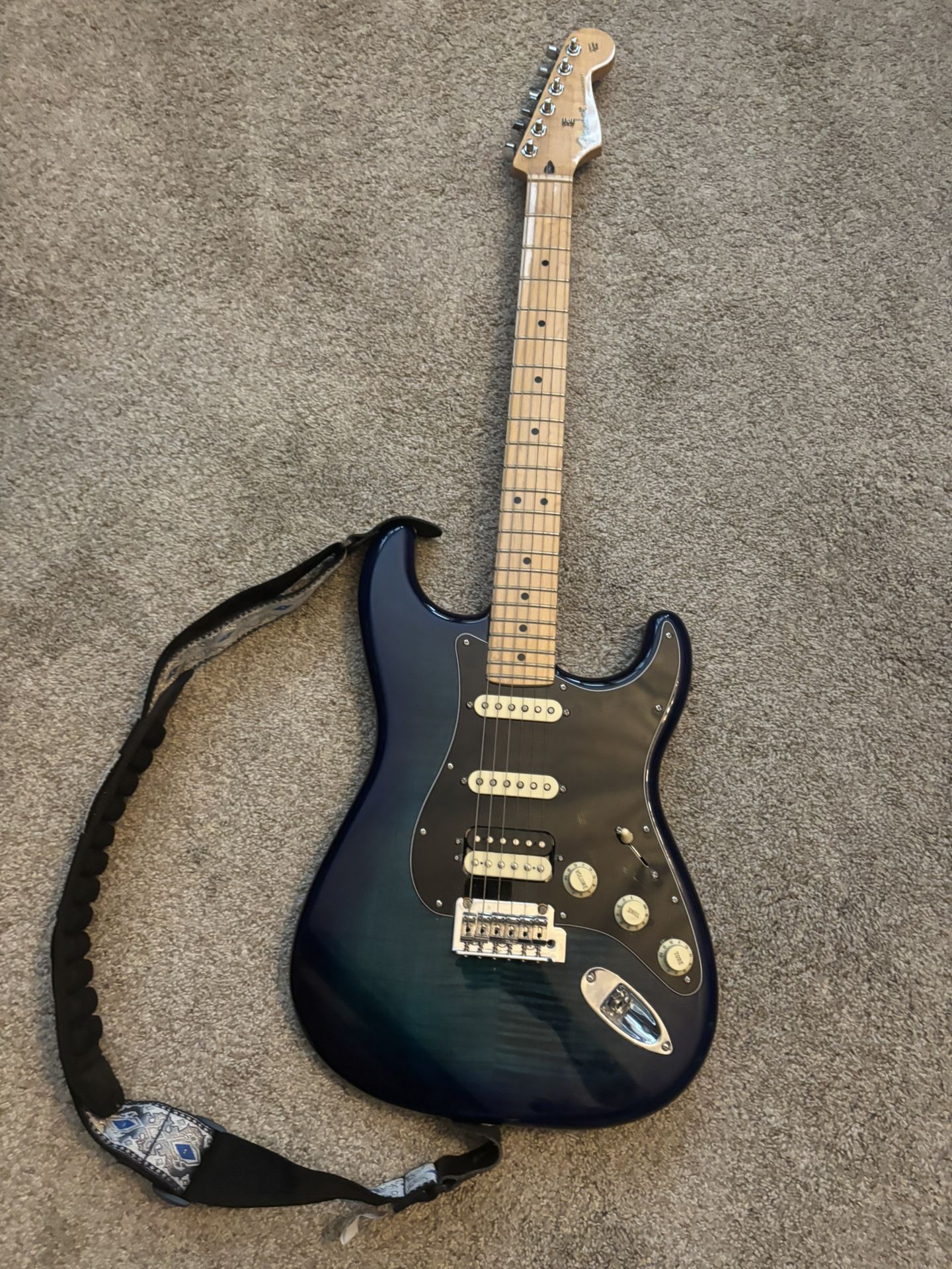 Fender Stratocaster Electric Guitar + Heavy-Duty Padded Case –Guitar Stand- Excellent Condition – $550