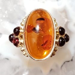14k Amber Ring