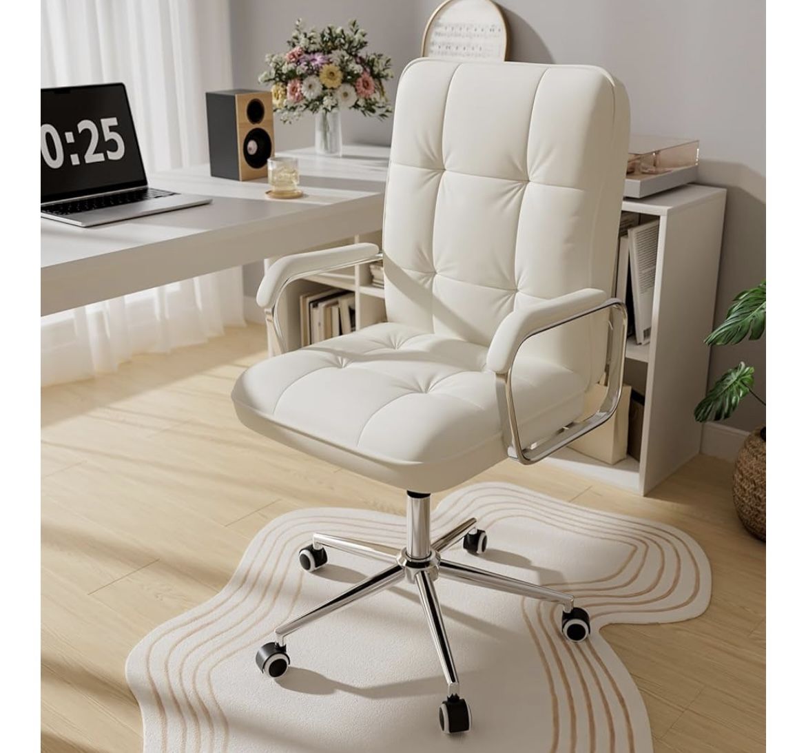White Leather Office Chair β Brand New