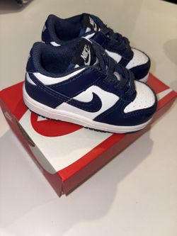 Toddler Nike Dunk Low Navy & White - 5C