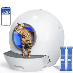 Black Friday ELS PET Self Cleaning Litter Box for Cats, White 