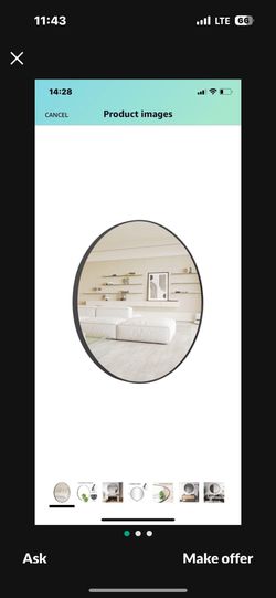 39 inch Round Mirror, Black Metal Frame Wall Mirrors for Entryway, Living Room