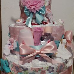 Elephant Girl Diaper Cake