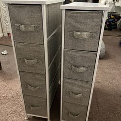 Narrow Dressers with 4 long drawers white and grey 